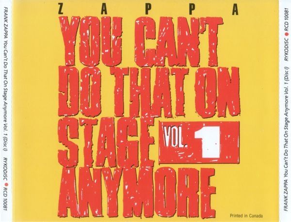 Zappa, Frank : You Can't Do That On Stage Anymore Vol. 1 (2-CD)