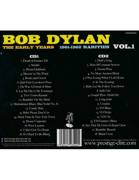 Dylan, Bob : The early years 1961-62 rarities Vol.1 (2-CD)