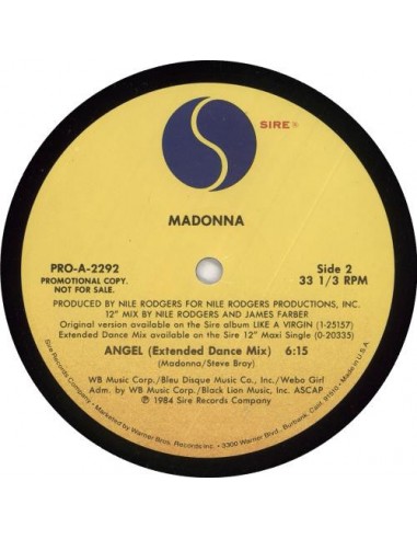 Madonna : Angel, Extended Dance Mix (12")